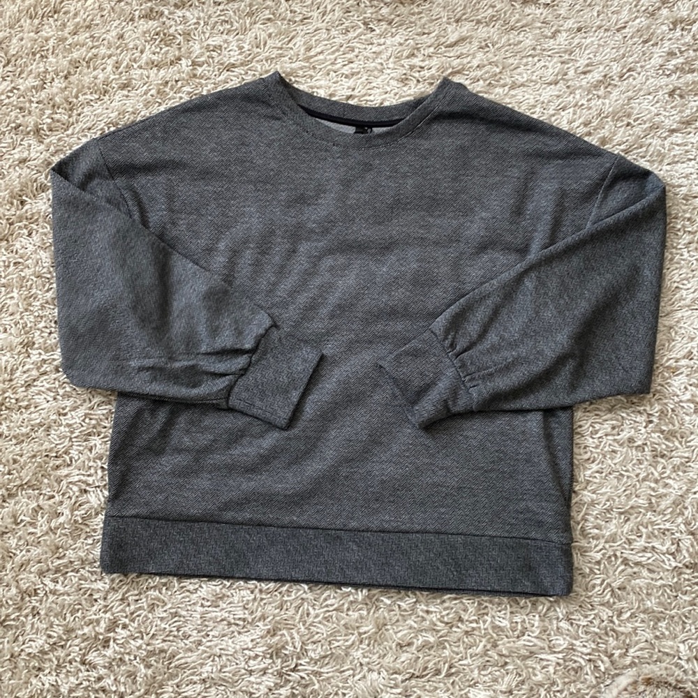 Women’s Charcoal Gray Textured Long Sleeve Top